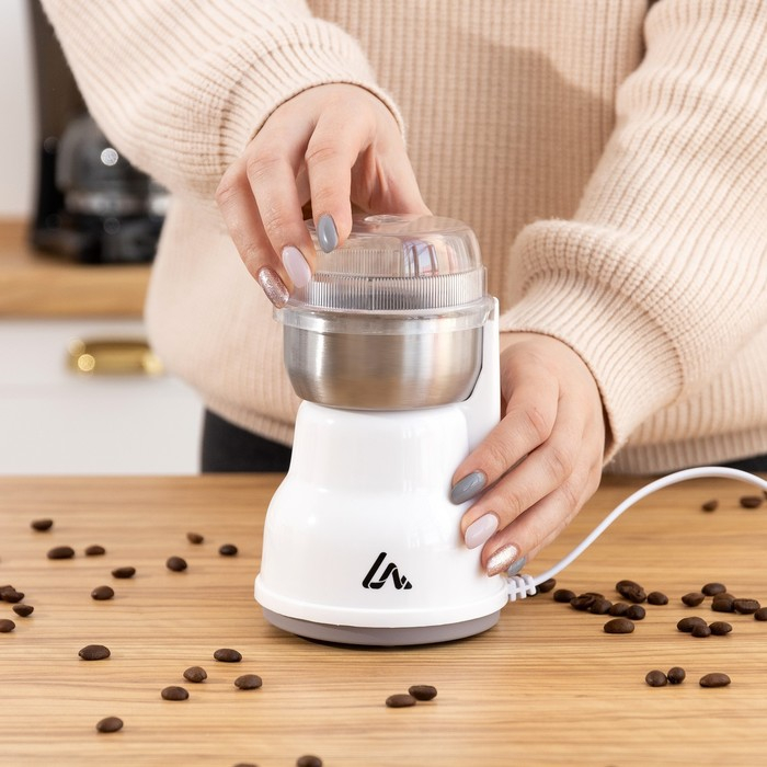 Кофемолка электрическая Luazon LMR-05, 160 Вт, 50 г, белая Кофемолка электрическая Luazon LMR-05, 160 Вт, 50 г, белая