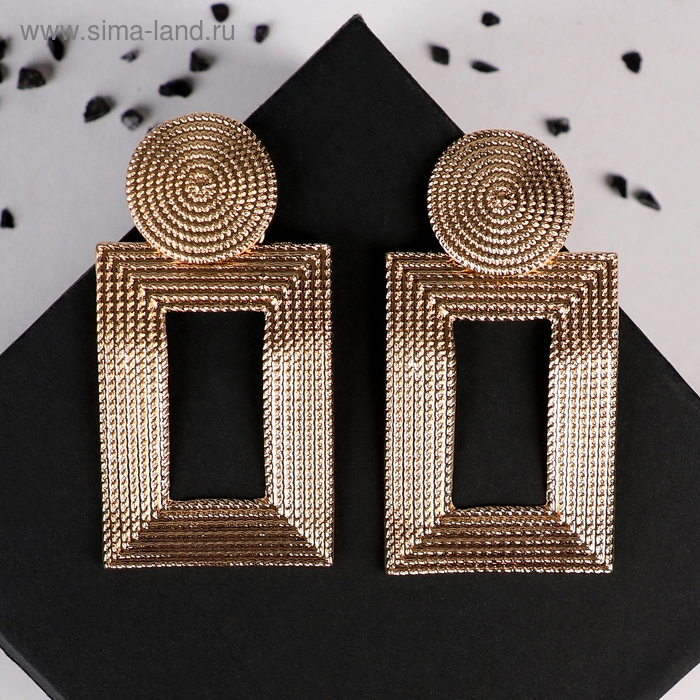 Серьги металл &laquo;Афина&raquo; круг и прямоугольник, цвет золото