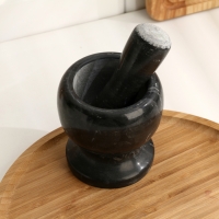 Ступка с пестиком из камня средняя, 250 мл, черный мрамор, в коробке