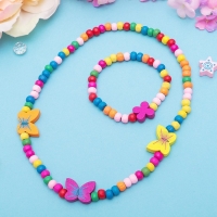 Набор детский «Выбражулька» 2 предмета: бусы, браслет, бабочки нежность, цвет бело-розовый Набор детский «Выбражулька» 2 предмета: бусы, браслет, бабочки нежность, цвет бело-розовый