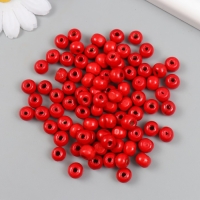 Бусины для творчества дерево "Красные" d=0,8 см набор 20 гр