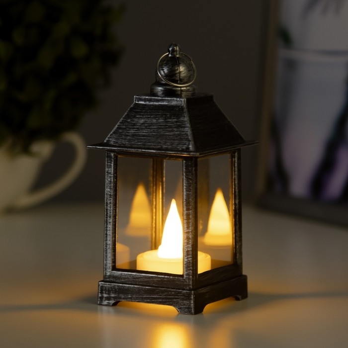 Ночник "Фонарь малый" LED от батареек 3хLR44 черно-серебристый 6х6х13 см