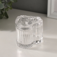 Шкатулка стекло "Подарок сердце" прозрачная 7,4х7,4х7,1 см