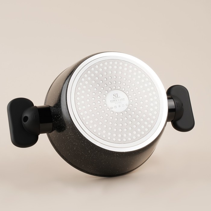 Кастрюля алюминиевая с антипригарным покрытием SL Home, d=20 см, h=8,8 см, индукция, цвет чёрный Кастрюля алюминиевая с антипригарным покрытием SL Home, d=20 см, h=8,8 см, индукция, цвет чёрный