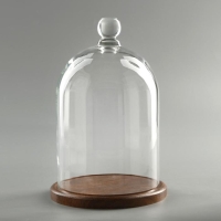 Стеклянный купол-клош с шариком на подставке "Родрик", 24х15 см, стекло, коричневый