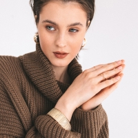 Браслет металл &laquo;Рельеф&raquo; широкий, 2,5 см, цвет золото