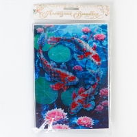 Алмазная мозаика с частичным заполнением на холсте &laquo;Карпы&raquo;&lrm;, 15 х 21 см