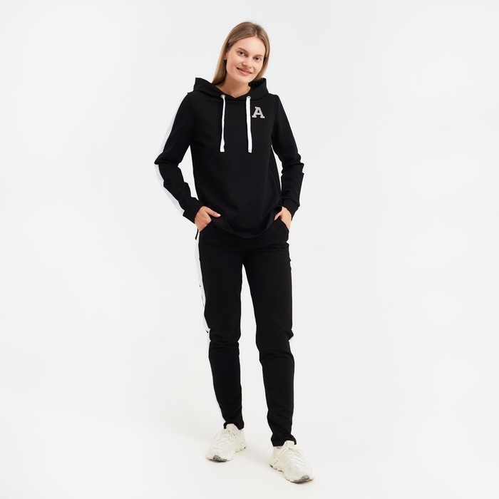Костюм женский (толстовка/брюки) Шарлотта, цвет чёрный, размер 48 Костюм женский (толстовка/брюки) Шарлотта, цвет чёрный, размер 48