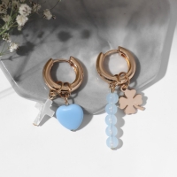 Серьги со съёмным элементом &laquo;Трансформер&raquo; крестик, цвет бело-синий в золоте