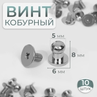 Кобурный винт d = 5/6 × 8 мм, 10 шт, цвет серебряный Кобурный винт d = 5/6 × 8 мм, 10 шт, цвет серебряный