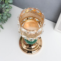 Подсвечник металл на 1 свечу "Малахитовые камни" золото 30х11,5х11,5 см Подсвечник металл на 1 свечу "Малахитовые камни" золото 30х11,5х11,5 см