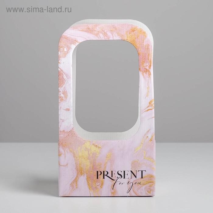 Коробка-переноска для цветов &laquo;Мрамор&raquo;, 17 &times; 12 &times; 32 см