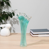 Ваза "Волна" 28 см, зелёная