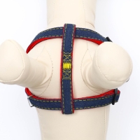 Шлейка "Джинс", красный подклад, ширина 1,5 см, ОШ 35-50 см, ОГ 35-50 см