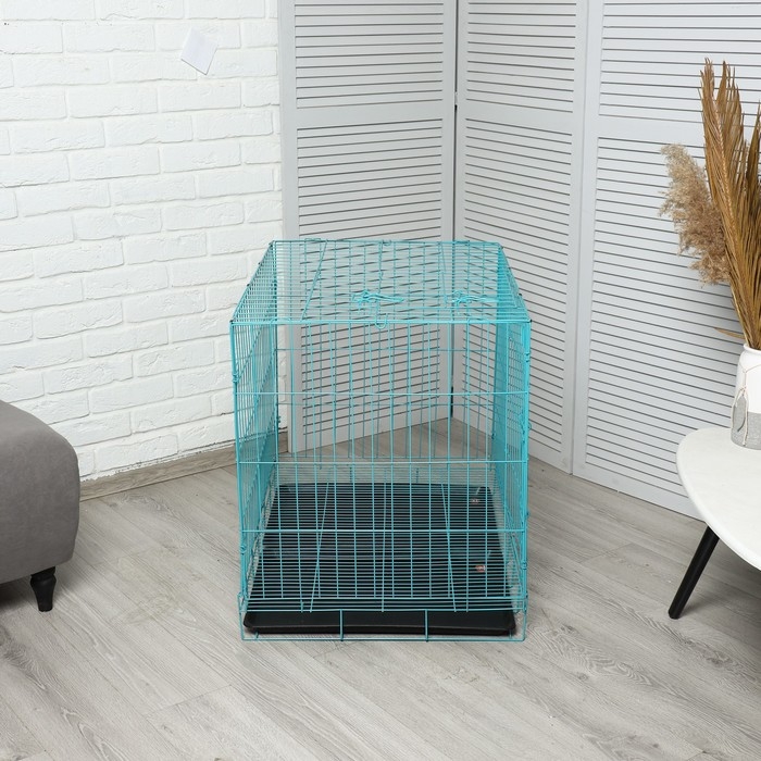 Клетка с люком для собак и кошек, 85 х 60 х 70 см, синяя