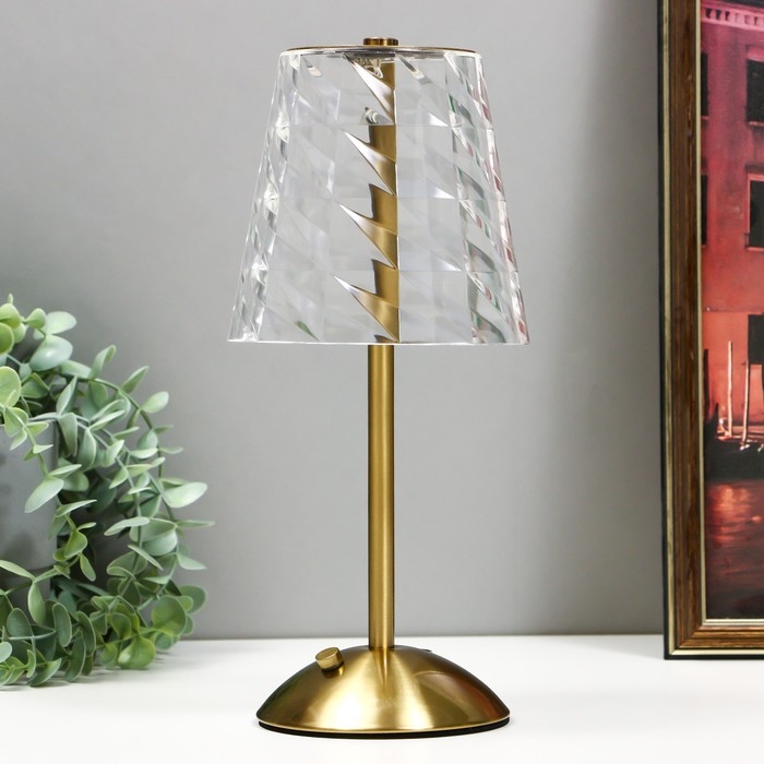 Настольная лампа "Берта" LED USB АКБ золото 13х13х29 см RISALUX