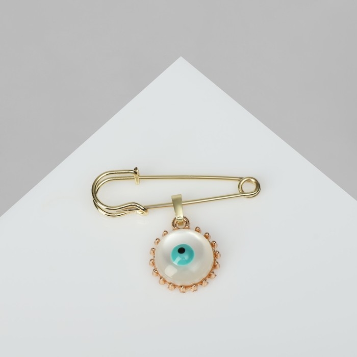 Булавка-оберег &laquo;Защита от зависти и негатива&raquo;, цвет бело-голубой в золоте