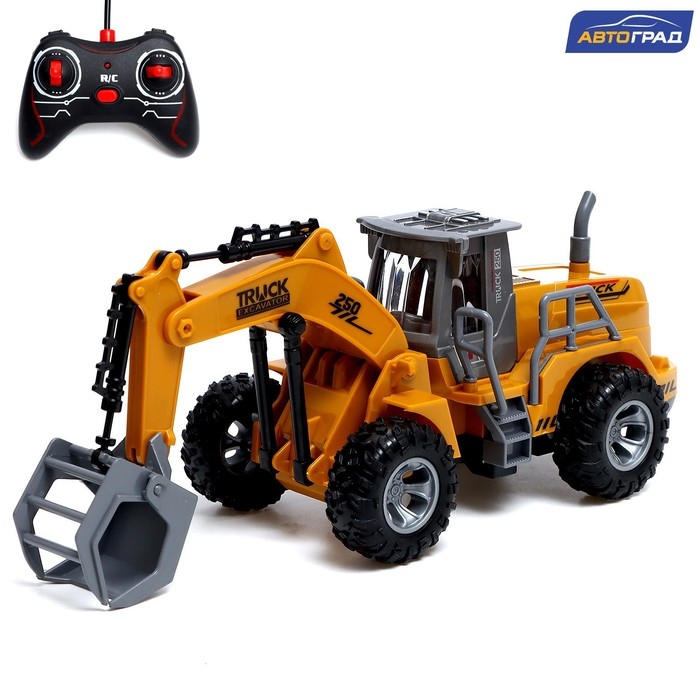 Экскаватор &laquo;Фермер&raquo;, радиоуправляемый, работает от батареек, цвет оранжевый