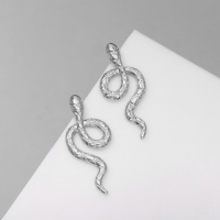 Новый год! Символ года 2025! Серьги металл &laquo;Змея&raquo; с узором, цвет серебро