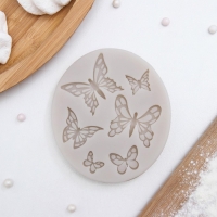 Молд Доляна &laquo;Шесть бабочек&raquo;, силикон, 8,4&times;7,5 см, цвет МИКС