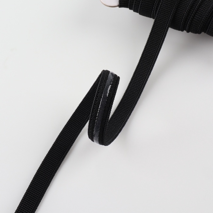 Резинка с силиконом, 8 мм, 10 &plusmn; 1 м, цвет чёрный