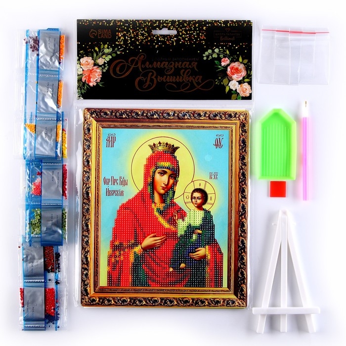 Алмазная вышивка с частичным заполнением &laquo;Богородица&raquo; 21 &times; 25 см, холст, ёмкость