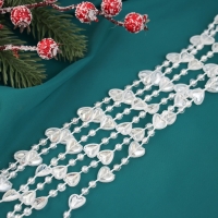 Бусы на ёлку 2 м d-13 мм "Сердца бусины" прозрачный перламутр