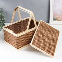 Шкатулка бамбук "Прямоугольная" с ручками 16х20х30 см