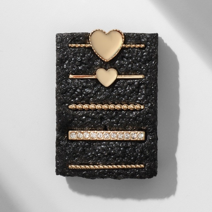 Шармы на ремешок для часов &laquo;Сердечки&raquo;, набор 5 шт., цвет бело-коричневый в золоте