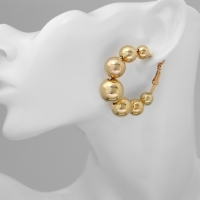 Серьги-кольца &laquo;Бусины&raquo; на уменьшение, цвет золото