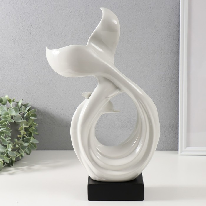 Сувенир керамика "Абстракция. Морские дельфины" белый 9х18х40 см