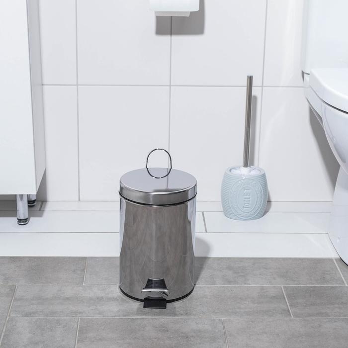 Ведро мусорное с педалью Доляна, 3 л, нержавеющая сталь, цвет хромированный Ведро мусорное с педалью Доляна, 3 л, нержавеющая сталь, цвет хромированный