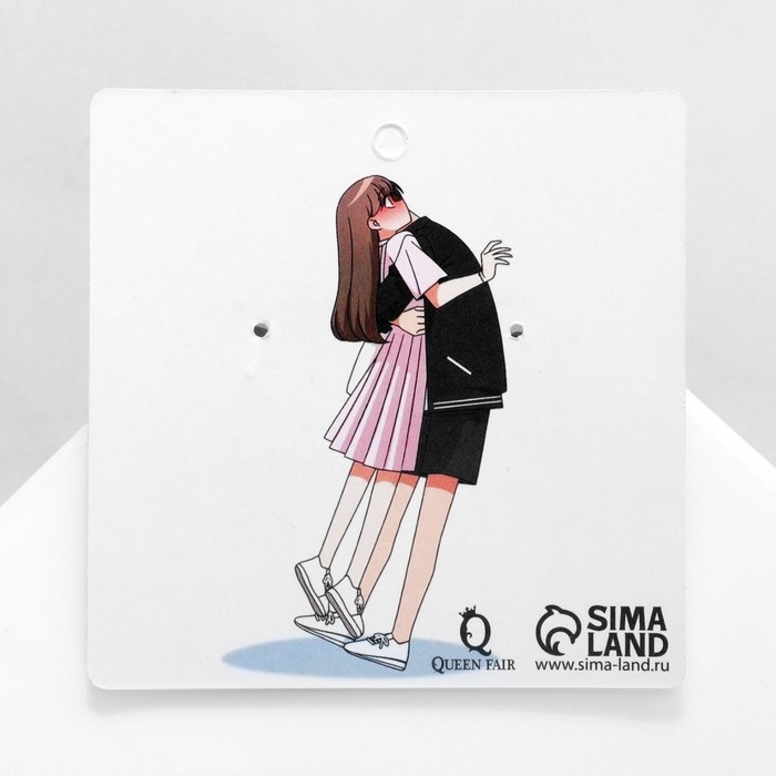 Серьги акрил &laquo;Сердце&raquo; обнимашки, цвет розово-голубой