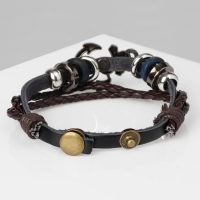 Браслет унисекс «Стиль» якорь, три нити, цвет чёрно-коричневый с серебром, 22 см Браслет унисекс «Стиль» якорь, три нити, цвет чёрно-коричневый с серебром, 22 см