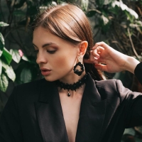 Чокер &laquo;Александрия&raquo; кружево, капля, цвет чёрный , длина 30см