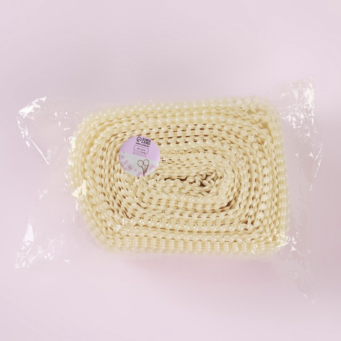 Лента с имитацией жемчуга, 6 см, 9 &plusmn; 1 м, цвет белый