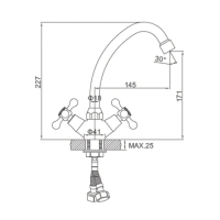 Cмеситель для кухни Accoona A4078, двухвентильный, с гайкой, латунь, хром