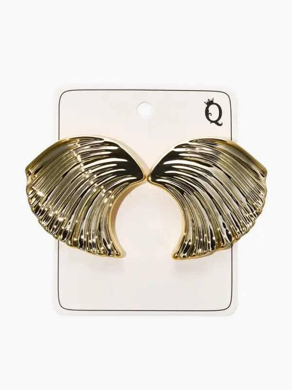 Серьги пластик "Волна", цвет золото