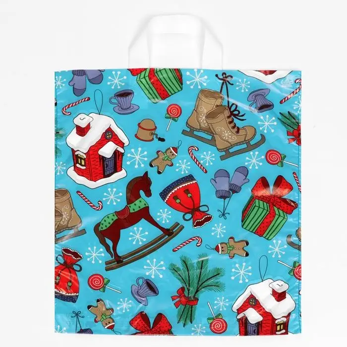 Пакет &laquo; Коньки &raquo;, полиэтиленовый с петлевой ручкой, 42&times;38 см Новый год
