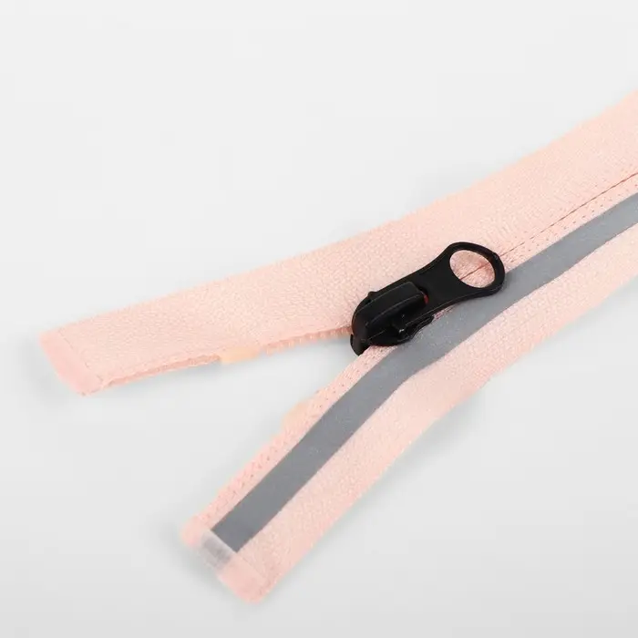 Молния &laquo;Спираль&raquo;, №5, разъёмная, со светоотражающей полосой, замок автомат, 60 см, розовая