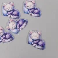 Декор для творчества акрил "Котёнок в пижамке сладко спит на подушке" 2,9х3,4х0,3 см