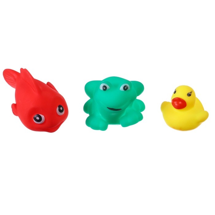 Набор игрушек для ванны "На пруду" + сачок + 3 пвх игрушки, Крошка Я