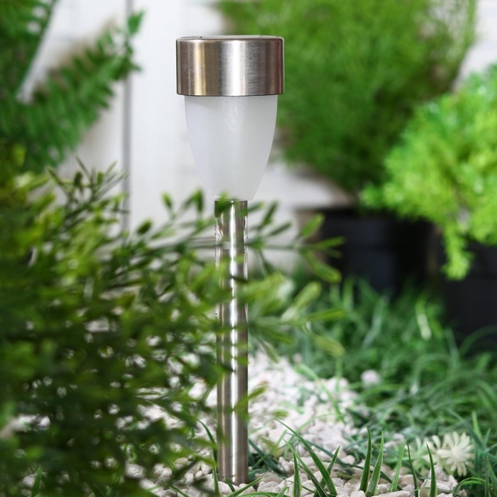 Садовый светильник на солнечной батарее &laquo;Матовый конус&raquo;, 5 &times; 35 &times; 5 см, 1 LED, свечение тёплое белое