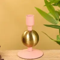 Подсвечник на 1 свечу текстурный "Пудровый" с 1 сферой 7,5х7,5х11,5 см