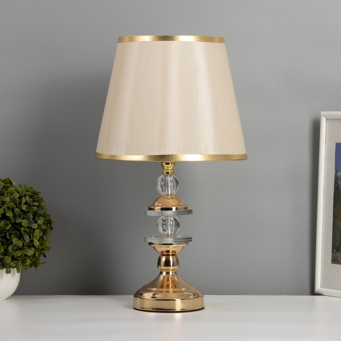 Лампа настольная "Сентенция" 1х40Вт Е27+ LED подсветка 3Вт золото 25х25х45см