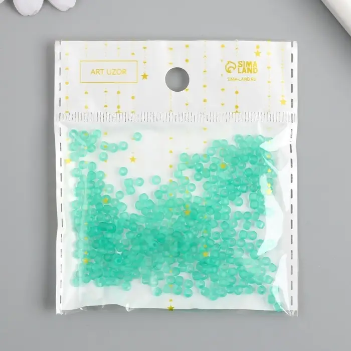 Бисер стекло 8/0 "Матовый полупрозрачный. Изумрудная слеза" 10 гр