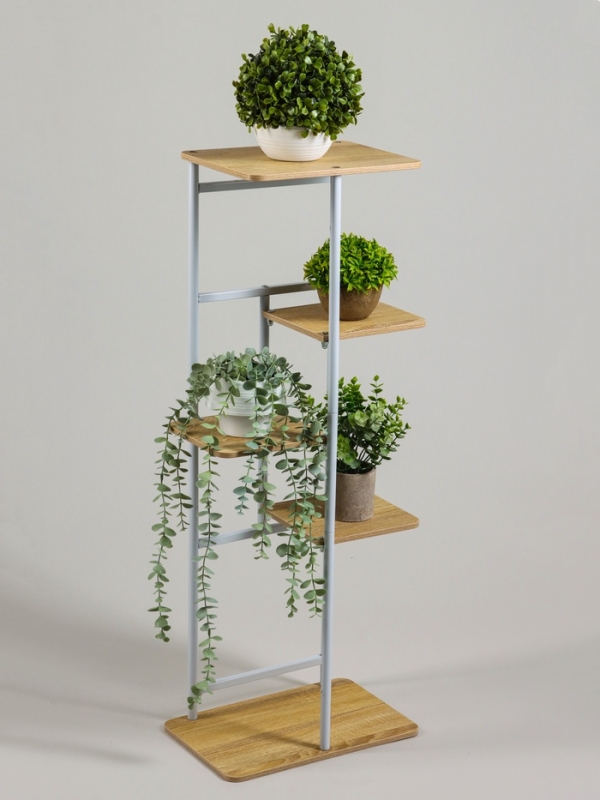 Подставка для цветов Greengo, 5 полок, 36 &times; 23 &times; 94 см, напольная, каркас металл, полки МДФ, белая