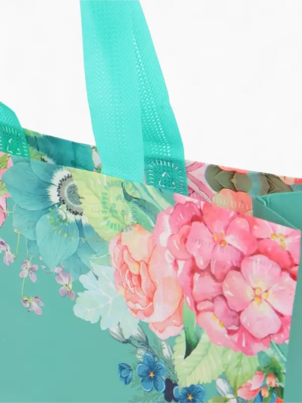 Сумка для покупок Цветы, 32*10*26. отд без молнии,  голубой