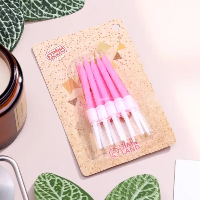 Свечи для торта &laquo;Неон&raquo;, 5 см, 10 шт., розовые