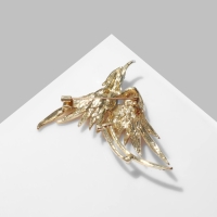 Брошь &laquo;Птица&raquo; феникс, цвет бело-жёлтый в золоте